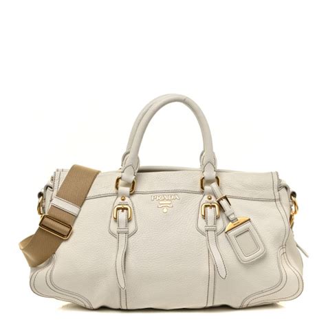 PRADA Cervo Antik Shopping Satchel White.